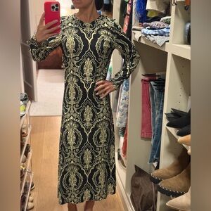 La DoubleJ Black and Yellow Printed Sorella Maxi Dress Size XS